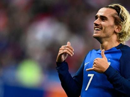 Griezmann celebra un gol ante Bielorrusia.