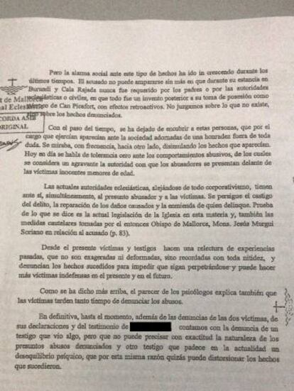 Parte de la sentencia en la que el tribunal eclesiástico reconoce la desidia de la iglesia ante los abusos a menores cometidos en su seno.