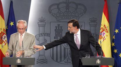 Mariano Rajoy y el presidente del Consejo Europeo, Herman van Rompuy, en La Moncloa.