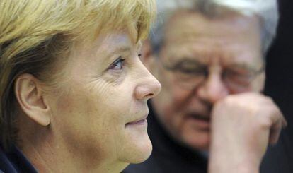 Merkel y el candidato a presidente, Joachim Gauck.