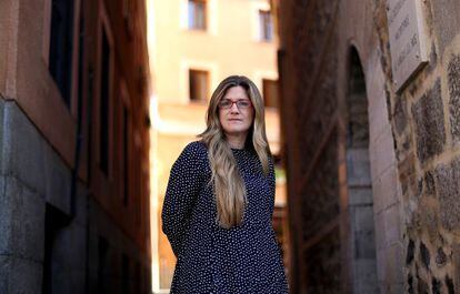 La concejal Raquel L&oacute;pez, fotografiada ayer en la madrile&ntilde;a plaza de la Villa. 