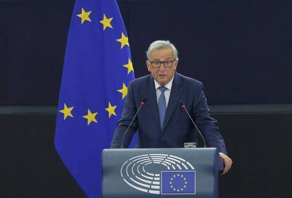 El presidente de la Comisi&oacute;n Europea, Jean-Claude Juncker, en el debate sobre el estado de la Uni&oacute;n.  