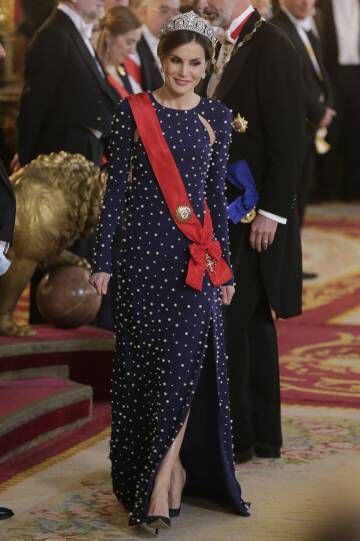 La reina Letizia, este lunes en la cena de gala en el Palacio Real.