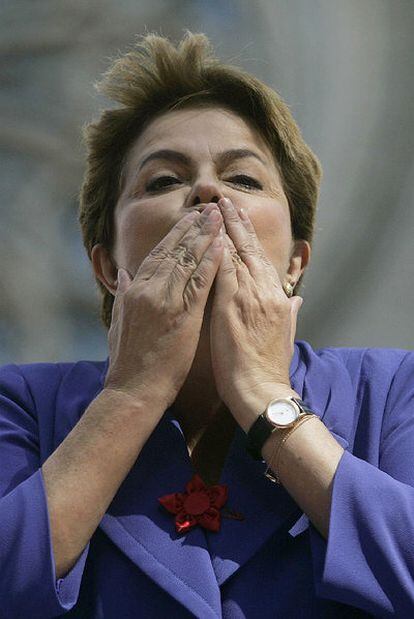 Dilma Rousseff, ayer durante un acto electoral en São Paulo.