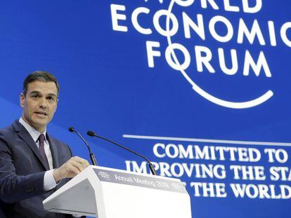 Pedro Sánchez interviene este miércoles en el Foro de Davos.