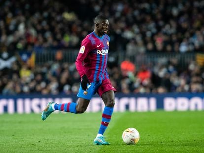 Dembélé, en el partido del Barcelona ante el Sevilla en el Camp Nou.