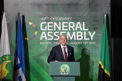Gianni Infantino, presidente de la FIFA, durante la última asamblea de la Confederación Africana de Fútbol.