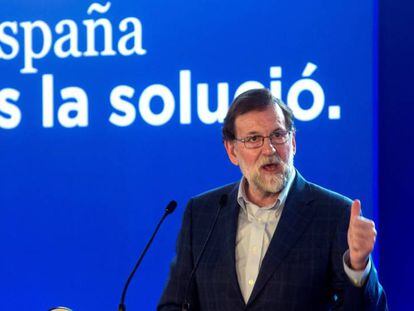 El presidente del PP, Mariano Rajoy, este s&aacute;bado en un acto en Matar&oacute;.