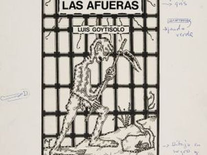 Boceto de la portada de &#039;Las afueras&#039;, de Luis Goytisolo. 