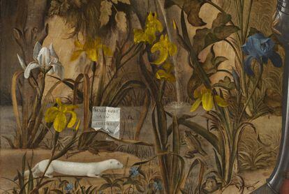 Thanks to the work of Eduardo López for the Factum Foundation, it is possible to see how Carpaccio conceived them when he painted this work, by performing a digital reintegration that recreates those yellow lilies. 
