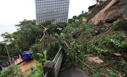 Un deslizamiento de tierra en la zona sur de Río de Janeiro.