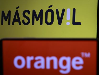 Los logos de Orange y MásMóvil.