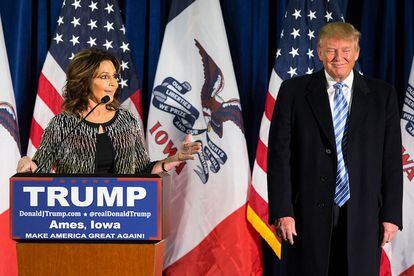 Sarah Palin, la madre de Bristol, haciendo campaña por Trump (2016).