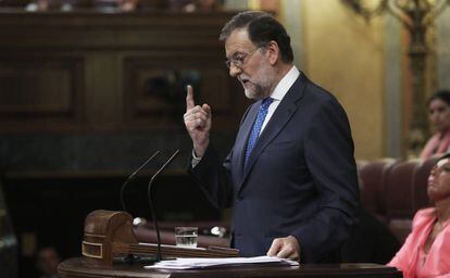 Mariano Rajoy durante su discurso en el Pleno del Congreso.
