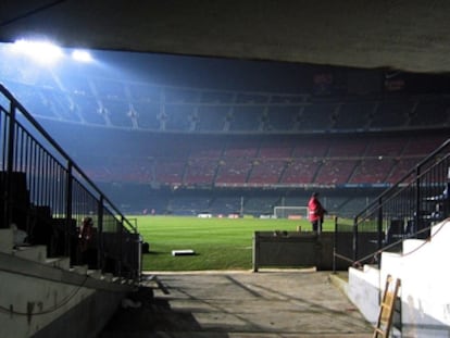 El Camp Nou, vacío tras un partido.