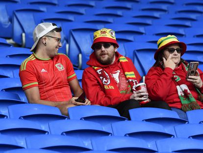 Aficionados de Gales en Cardiff.