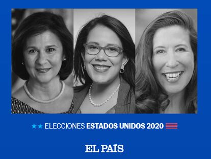 Michelle de la Isla, candidata por Kansas, Teresa Leger Fernandez, por Nuevo México, y la secretaria de Estado de Rhode Island, Nellie Gorbea.