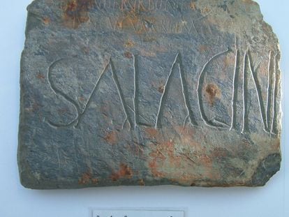 Inscripción con el nombre del dios Sagalin encontrada en Riotinto (Huelva).