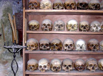 Cráneos de monjes fallecidos en el Monasterio de la Transfiguración de Meteora.