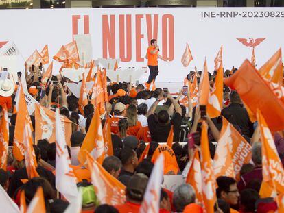 Partidarios de Movimiento Ciudadano durante un acto de Samuel García, en Monterrey, el 20 de noviembre.