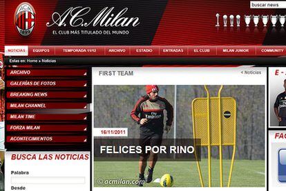 Captura de la web oficial del Milan.