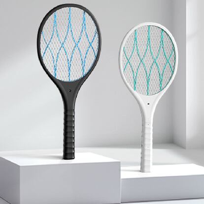 Matamoscas eléctrico con forma de raqueta