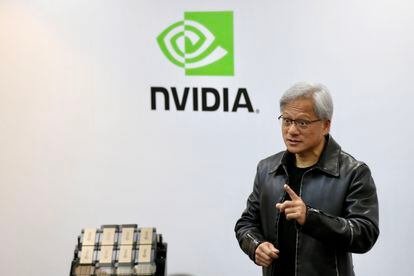 El cofundador, presidente y CEO de Nvidia, Jensen Huang, en la feria de computación de Taipei.