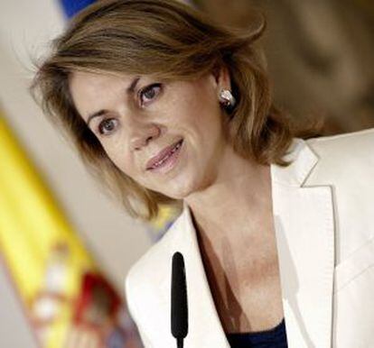 La presidenta de Castilla-La Mancha, María Dolores de Cospedal, en un acto público de hoy.
