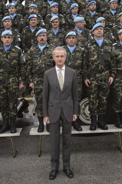 Visita del ministro Pedro Morenés en enero al contingente militar español de Marjayún, Líbano. Foto facilitada por el Ministerio de Defensa.