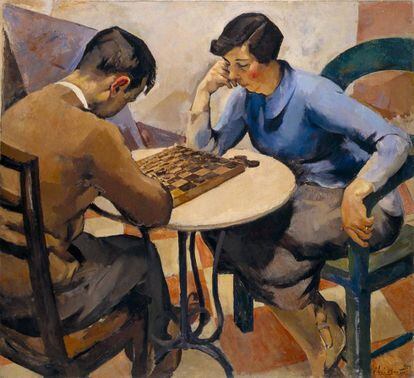 Juego de damas (1927), óleo de Ábel Manta.