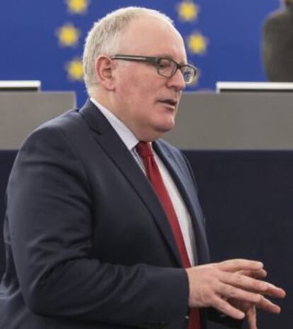 El vicepresidente de la Comisión Europea, Frans Timmermans, durante la presentación del programa de trabajo.