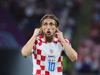 El croata Luka Modric durante el partido que enfrentó a su selección contra Bélgica.