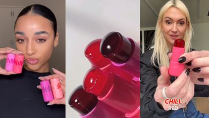 Varias 'influencers' probando el nuevo producto para mejillas y labios de Milk Makeup y reseñándolo en redes sociales. INSTAGRAM MILK MAKEUP.