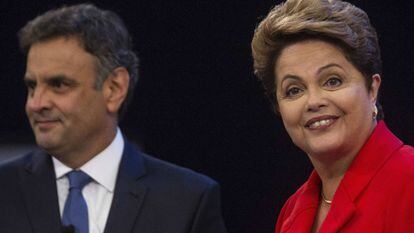 Dilma Rousseff y Aécio Neves durante el debate de este viernes.