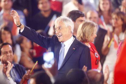 Sebasti&aacute;n Pi&ntilde;era, durante la presentaci&oacute;n de su candidatura, el 21 de marzo. 