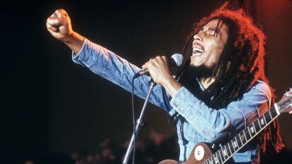 El compositor y cantante jamaicano Bob Marley, en un concierto en Estocolmo en 1978.