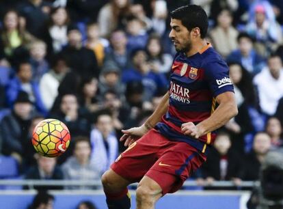 Luis Suárez en un momento del partido contra el Espanyol