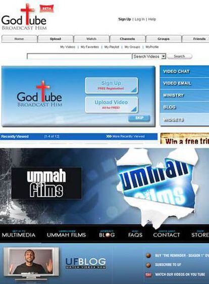 Arriba, God Tube. Abajo, la productora <i>halal,</i> del cineasta Baba Alí.