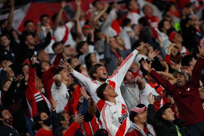 River Plate fans celebrate the Argentine League title.