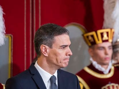 Pedro Sánchez en el Acto institucional por el Día de la Constitución, este miércoles en el Congreso.