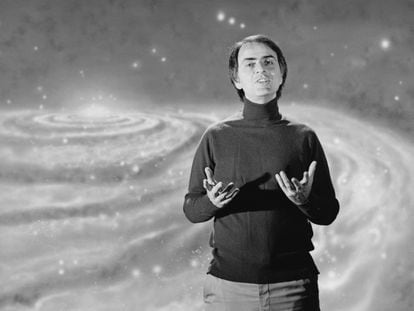 Carl Sagan, astrofísico y divulgador, en uno de sus programas.