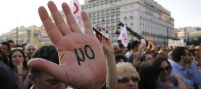 Una manifestaci&oacute;n a favor del &quot;no&quot; en el refer&eacute;ndum en Atenas.