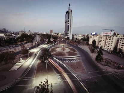 La Plaza Baquedano, también conocida como Plaza de la Dignidad, en Santiago de Chile, antiguo epicentro de las manifestaciones chilenas.