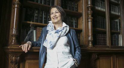 La escritora colombiana Consuelo Trivino, el 29 de mayo en Casa de América, en Madrid.