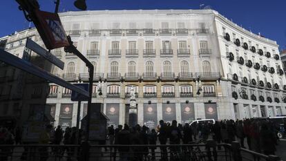 Edificio en el número 9 de la Puerta del Sol de Madrid, la pasada semana.