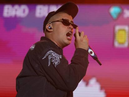 Bad Bunny, durante su actuación en el festival Río Babel, este jueves en Madrid.