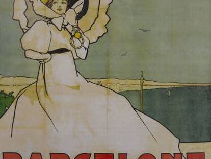 Cartell promocional de Barcelona com a destí turístic d’hivern, realitzat per John Hassall, el 1906. 