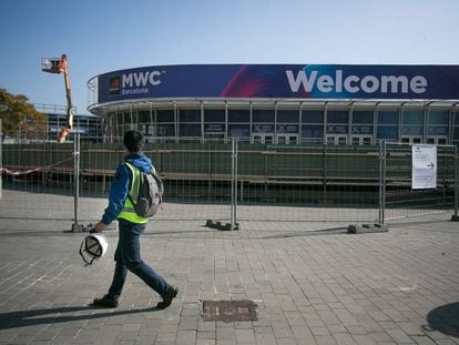 Recinte de la Fira de Barcelona després de l'anunci de cancel·lació del MWC 2020.