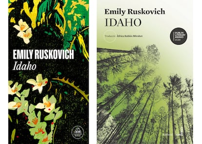 Portadas de 'Idaho', en su edición en castellano (Random House) y en catalán (Les Hores).
