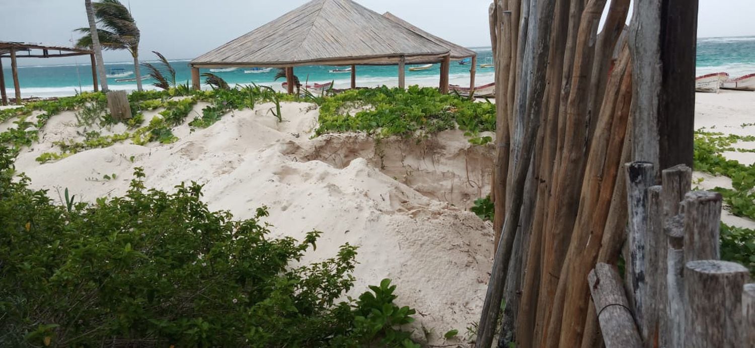 Excavaciones en las dunas del parque natural de Tulum, hace dos semanas.